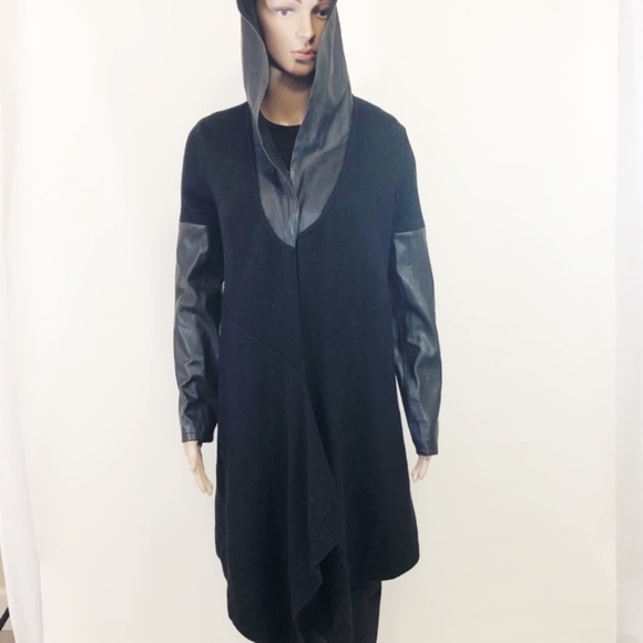 Blank NYC Faux Leather Hooded Cardigan - Picture 3 of 4